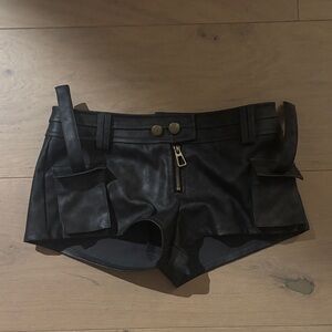 Edikted Black Faux Leather Bike Shorts